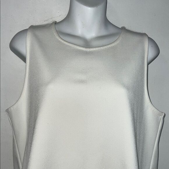 ANN TAYLOR Off White Scalloped Hem Sleeveless Top-M - Picture 3 of 7